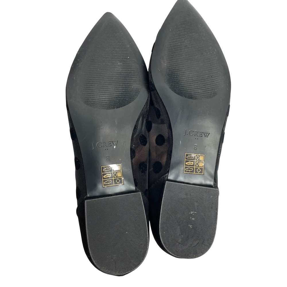 J. Crew Mesh Polka Dot Black Flats Loafers Size 8 velvet bow Pointed Coquette - Picture 8 of 8